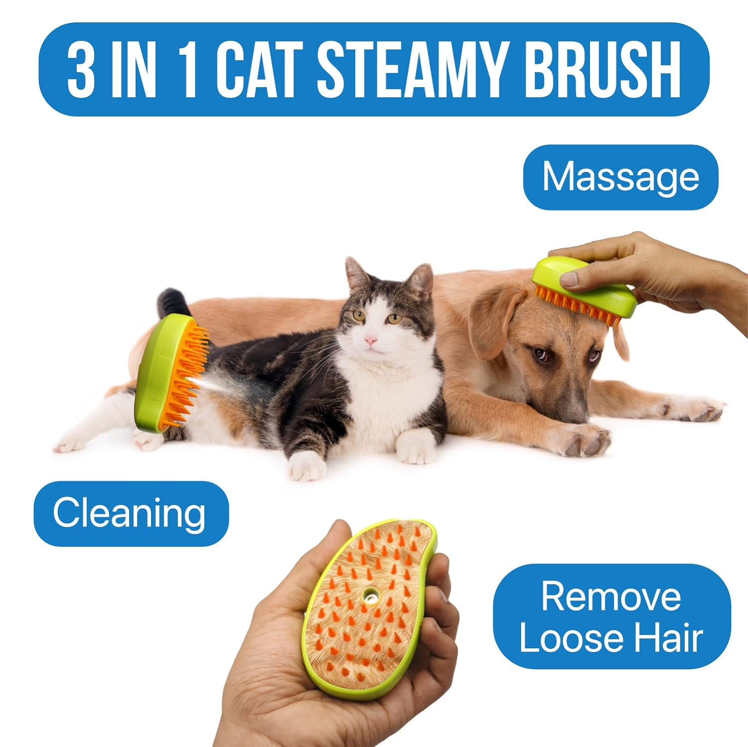 12918 3 In1 Cat Steamy Brush, Self Cleaning Steam Cat Brush Cat Steamer Brush for Massage Cat Grooming Brush Pet Hair Removal Comb for Cat and Dog, for Removing Tangled and Loose Hair 12918 3 In1 Cat Steamy Brush, Self Cleaning Steam Cat Brush Cat Steamer Brush for Massage Cat Grooming Brush Pet Hair Removal Comb for Cat and Dog, for Removing Tangled and Loose Hair
